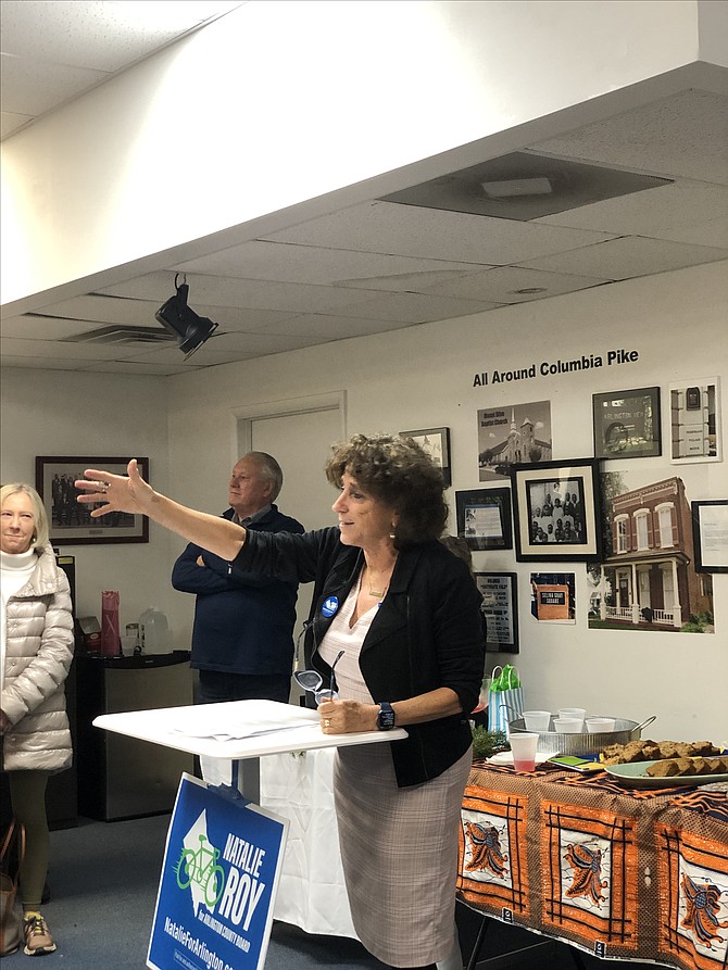Natalie Roy launched her campaign from the Black Heritage Museum of Arlington. She chose the museum, she said, “ because it’s  a museum that needs and deserves robust County support.” She urged attendees to take a look at the exhibits and consider donating to the museum.