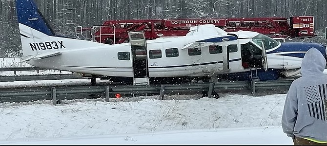 Southern Airways Express flight 246 after landing on Loudoun County Parkway