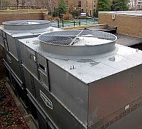 Two high-capacity, controllable Evapco evaporative condensers were delivered in 2012 to the RELAC facility. They would transfer heat from indoor chillers into the air rather than Lake Anne.