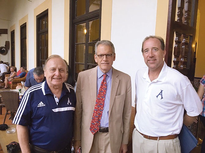 Alexandria Aces founder Donald Dinan, left, is shown with Jeffrey DeLaurentis, U.S. Ambassador to Cuba, and current team owner Frank Fannon during a team trip to Cuba for an exhibition series in August 2016.