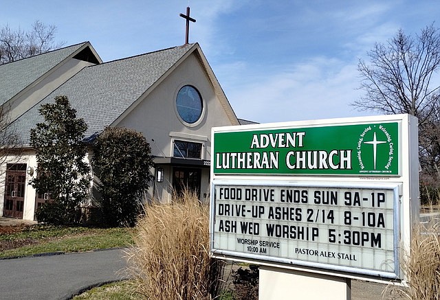 Advent Lutheran Church offers drive-up ashes for Ash Wednesday.