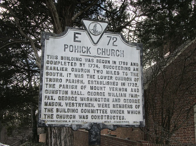 The historic marker at the church on U.S. 1.
