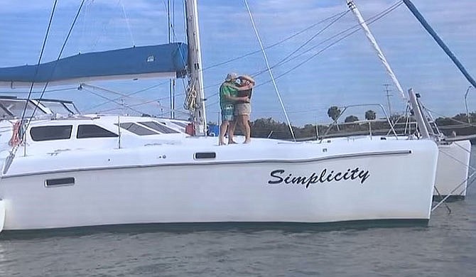 Kathy Brandel and Ralph Hendry aboard their yacht Simplicity.