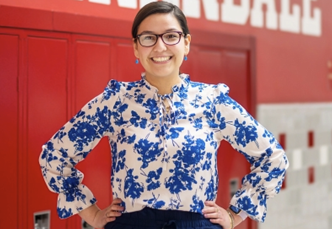 New teacher in August 2023, Sandra Benitz started her first day as a high school teacher four years after graduating from Annandale High School.