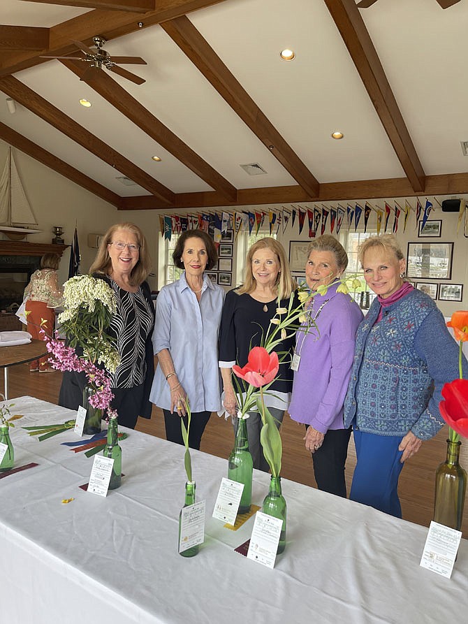The Yacht Haven Garden Club held a flower show. From left, Anne Dremluk – Design Chair; Karen Bennett – Hospitality Chair; Patsie Uchello – General Chair, Wanda Ragland – President; Carla Amerau – Horticulture Chair.