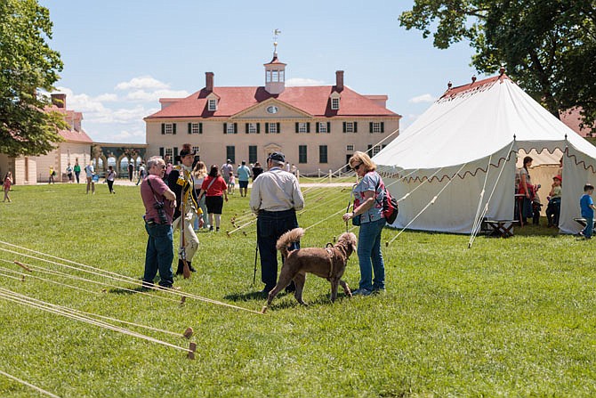 The replica of George Washington’s battlefield tent at Mount Vernon is oval shaped and approximately 24 feet long, 14 feet wide.