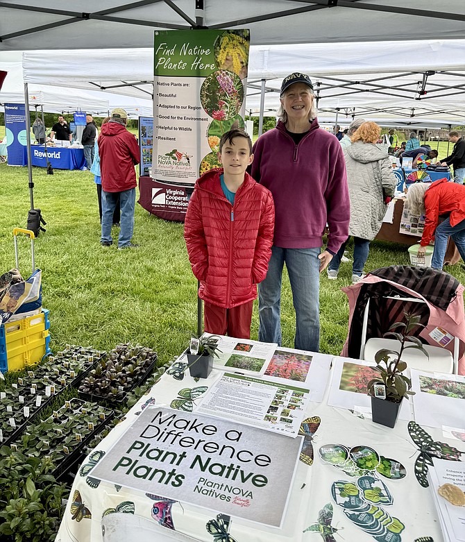 Beth Hickey & her assistant, Levi Tarter, handed out plants and advice for Plant NOVA Natives