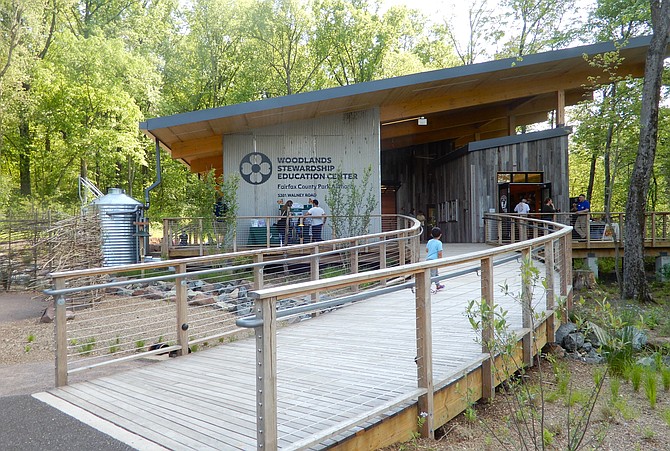 The Woodlands Stewardship Education Center blends in with its surroundings.