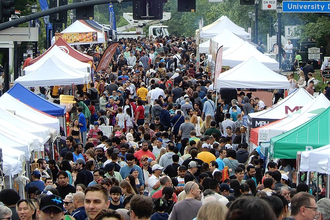 The huge throng on Main Street during Fairfax City’s annual Asian Festival.