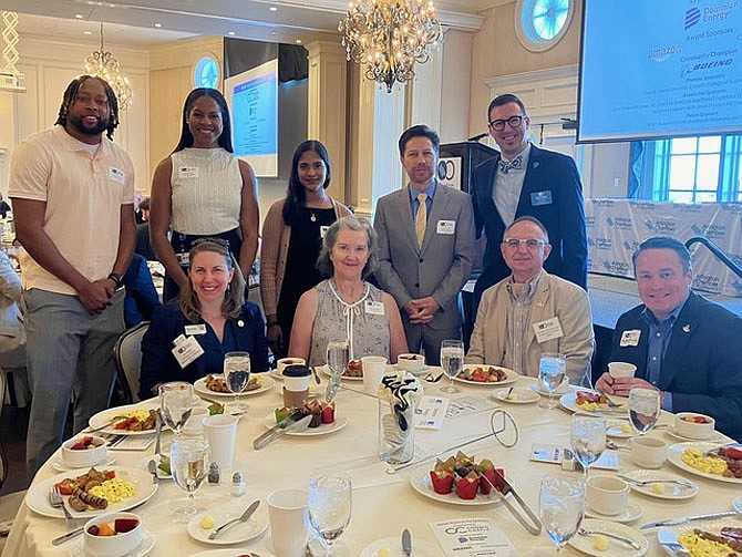 Representatives of local businesses and community leaders attend the Arlington Chamber State of the County & Public Safety Awards breakfast June 25 including County Board Vice-Chair Takis Karantonis, County Member Matt de Ferranti, and Commissioner of Revenue Kim Klinger.