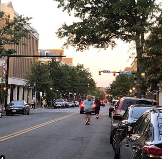 Riding down King Street amongst the Old Town traffic.