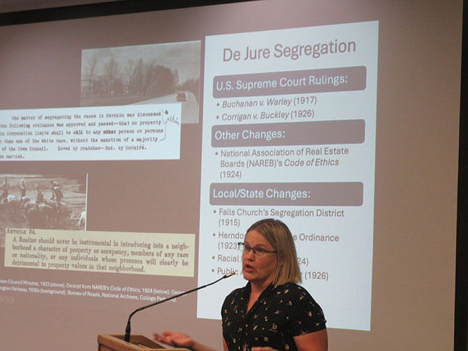 Dr. Krystyn Moon covered the history of racial discrimination in housing in Northern Virginia.