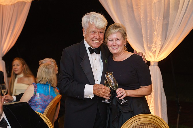 Gala Co-Chairs Skipp Calvert (AHS board member) and Lauren Bishop toast a successful evening celebrating River Farm