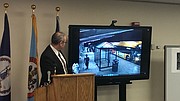 David Smith, commander of Fairfax County Police Department major crimes division, breaks down the security camera footage of the shooting of Yovani Amaya Gomez outside Inova Fairfax Hospital in August.