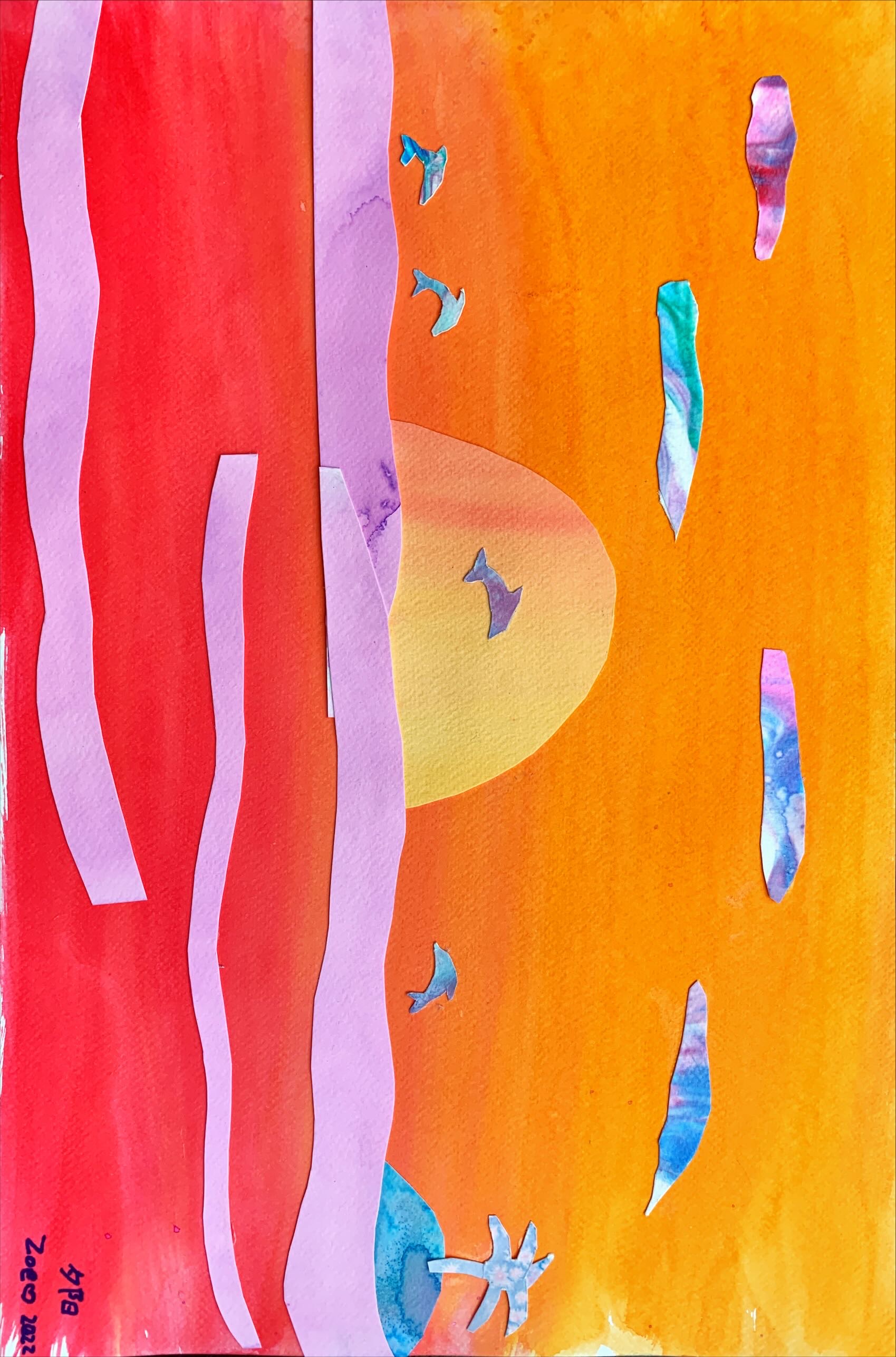 Haiku With Water Marbling Artwork
