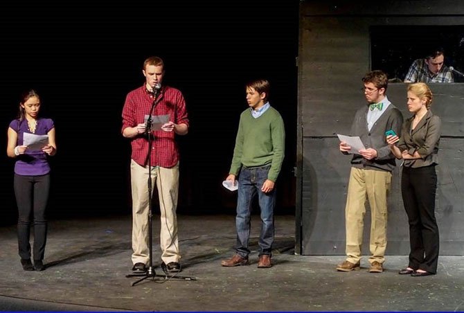 Performing in “Vocal Work” are (from left) Vi Trinh, Austin Vassallo, Ryan Rickard, Antonio Ribiero, Brooke Johnson and Chris Knarr.
