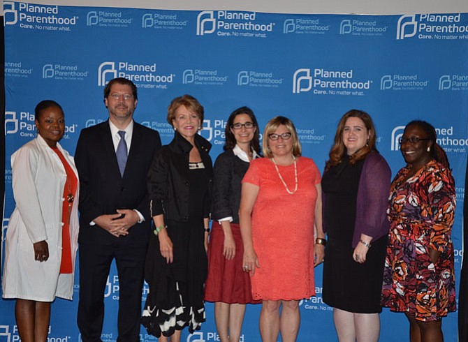 From left: Dr. Jamila Perritt (emeritus medical director, PPMW), Councilmember David Grosso (D.C. Council – At Large), Shelly Livingston (native Texan and PPMW activist), Delegate Jennifer Boysko (D-86), Dr. Laura Meyers (president and CEO, PPMW), Delegate Ariana Kelly (Maryland 16th district), Dakia Davis (Planned Parenthood patient).
