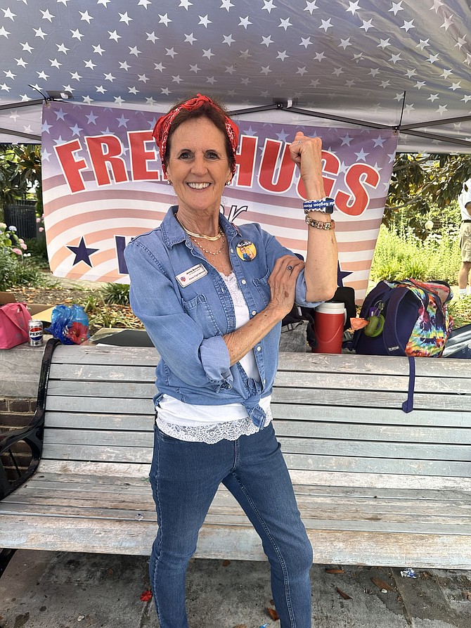 Jenny Brawley as Rosie the Riveter at the 80th commemoration of D-Day June 2 at Market Square.