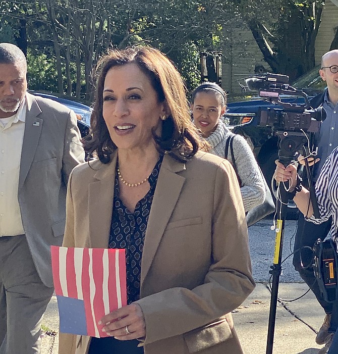 Kamala Harris visited this same Springfield front yard in October 2019 in her prior run for President