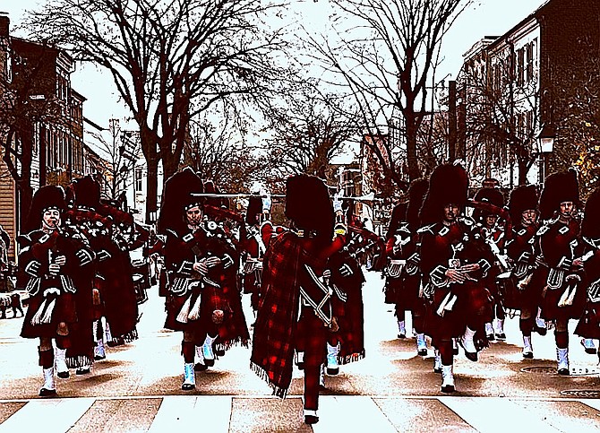 The City of Alexandria Pipes and Drums takes to the streets of Old Town Dec. 7 to lead the 53rd annual Scottish Walk Parade.