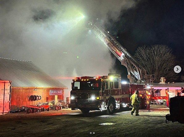 Barn at Cox Farms burns early Sunday morning.