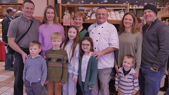 The Büchler family from left back row: Son Alexander and wife Maxi Büchler; Carla and Wolfgang Büchler; daughter Vivi and husband Chris Nichols. Front row from left: Grandchildren Abram and Isaac Büchler; Georgia Büchler; Tatiana Nichols; Owen Nichols.