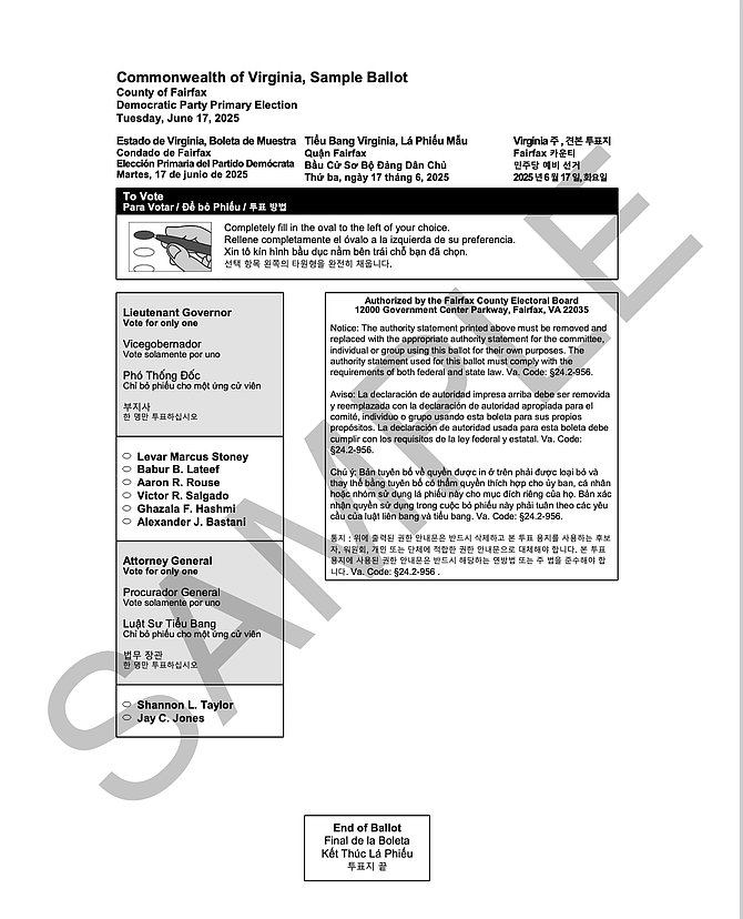 Sample ballot