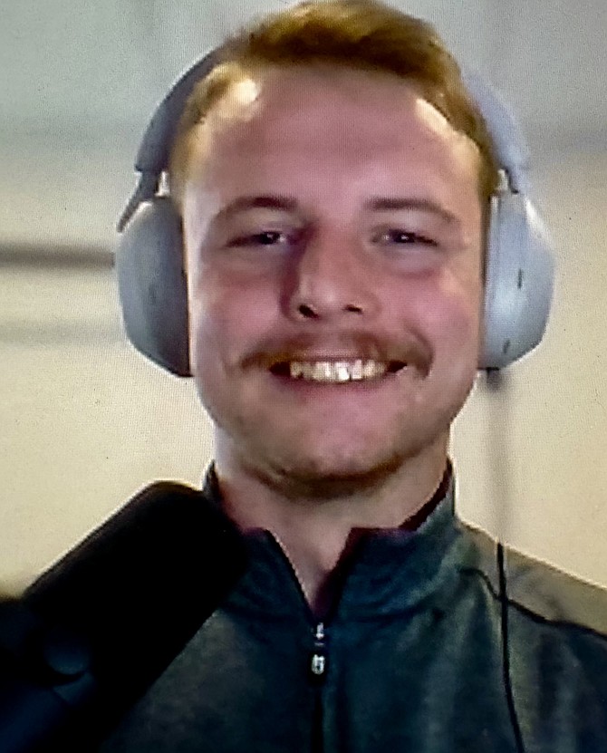 Young composer J.J. Myre speaking from his recording studio, Safyr Records, in Reston