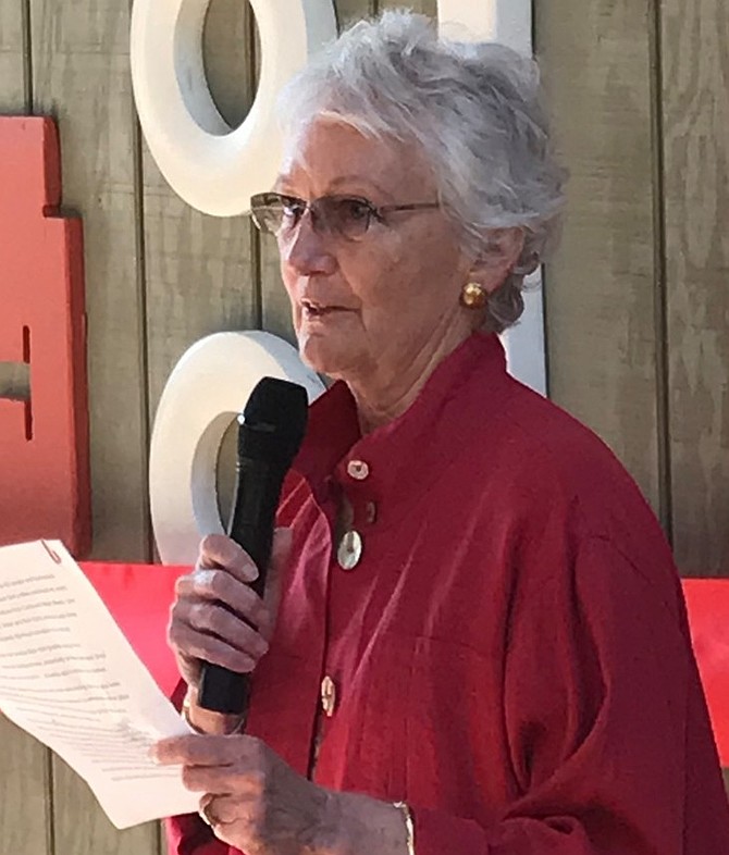 Barbara Cheryl Terio-Simon, speaker at the Reinstallation Ceremony of the Lakeside Pharmacy Icons in September 2019.