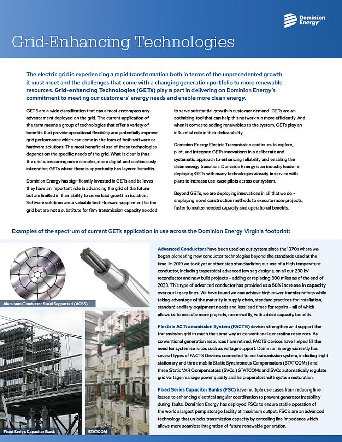 Grid-Enhancing Technologies provided by a spokesperson of Dominion Energy.