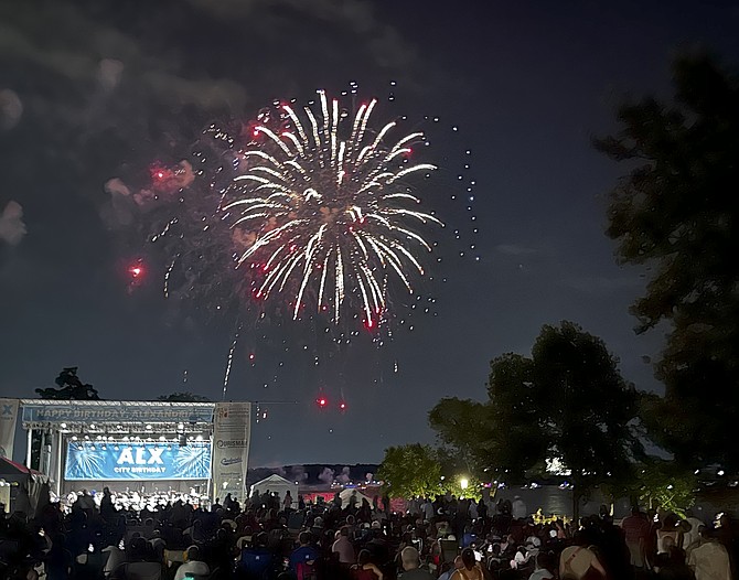 Fireworks light up the sky over the Potomac River as part of the City of Alexandria’s 276th birthday celebration July 12 at Oronoco Bay Park.