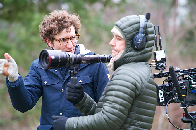 Michael Tyburski, the director of “Turn Me On” on the set with the cinematographer.