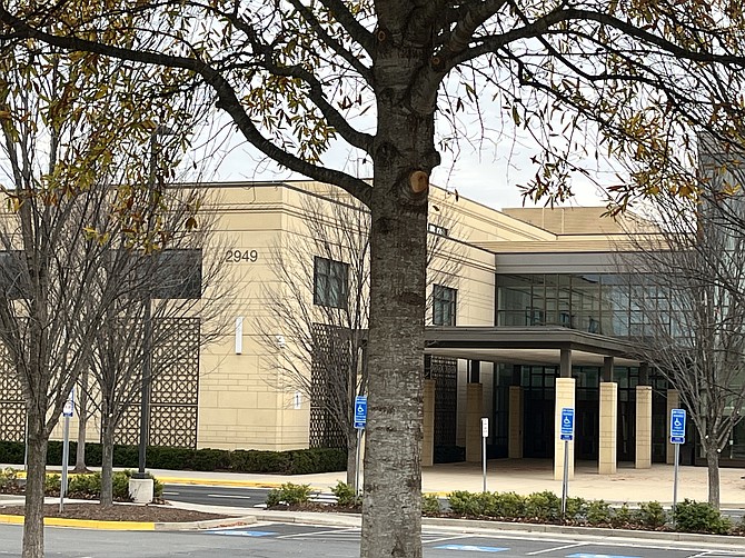 The façade of the new Western High School in Herndon, Va., seen without students and staff as of Nov. 25, 2025. Before the school can officially open to students in the 2026-2027 school year, the project must clear the § 15.2-2232 Review.