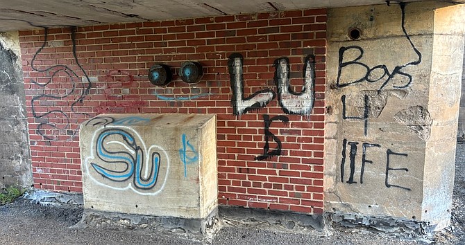 A section of Battery Mount Vernon before being cleaned by National Park Service employees.
