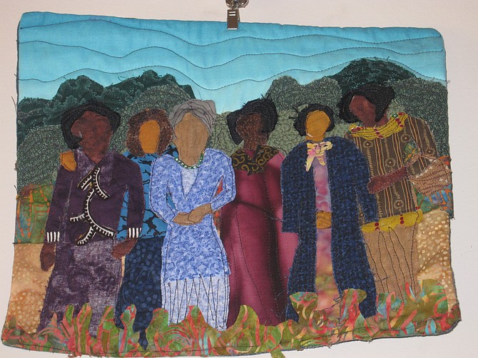 Sheryl Sims quilts art pieces today depicting her Quaker ancestors, this one of her cousins.