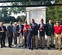 Members of Veteran Service Organizations pose for a …