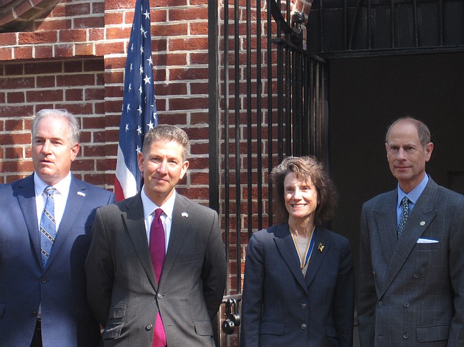 Mount Vernon head Doug Bradburn, British Ambassador to the U.S. Sir Christian Turner, Mount Vernon Regent Ann Petri and the Duke of Edinburgh paid their respects at the Washingtons’ tomb.